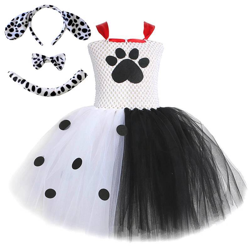 Baby Clothing Set - ダルメシアン犬のチュチュドレス女の赤ちゃん用白黒斑点犬ハロウィン衣装子供子犬衣装子供動物服