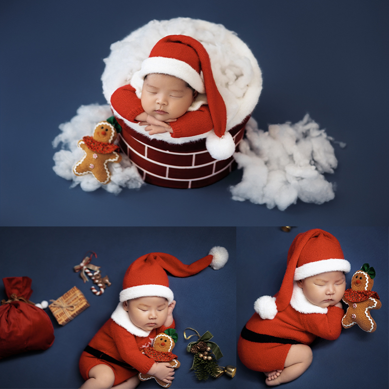 Baby Clothing Set - 新生児のためのサンタクロースのコスプレ衣装,写真の服,クリスマスの帽子,ロンパースの撮影セット,新年,装飾,幼児
