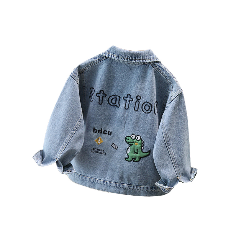 Baby Clothing Set - かわいいスタイルベビー子供デニムジャケット恐竜子供のための少年少女カジュアルジーンズコート素敵な赤ちゃん恐竜衣装服 2-11 T