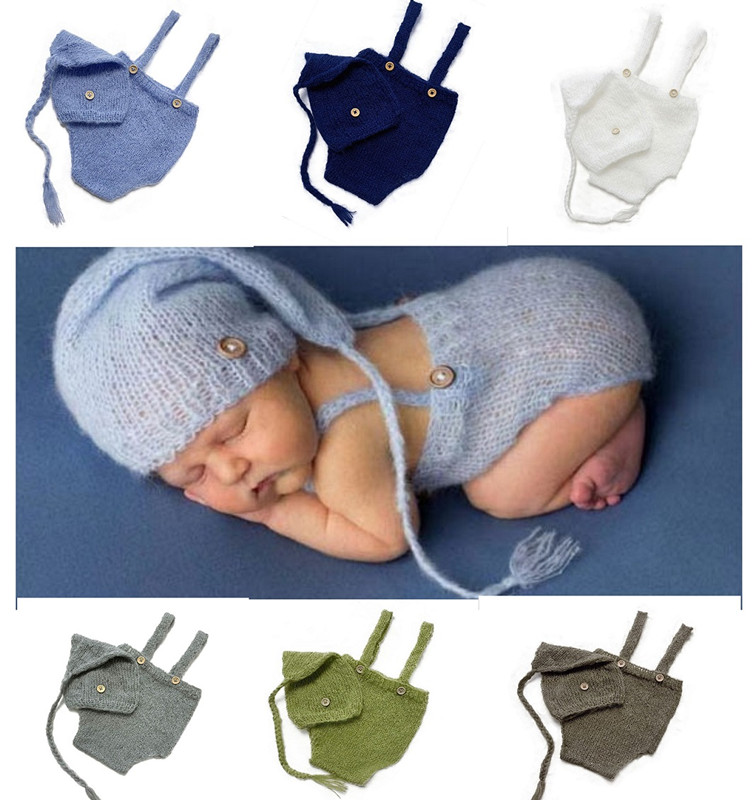 Baby Clothing Set - 新生児写真アクセサリー用ニットウールハット、かぎ針編みの衣装、撮影、コスチュームアクセサリー用の服、2ピース/セット