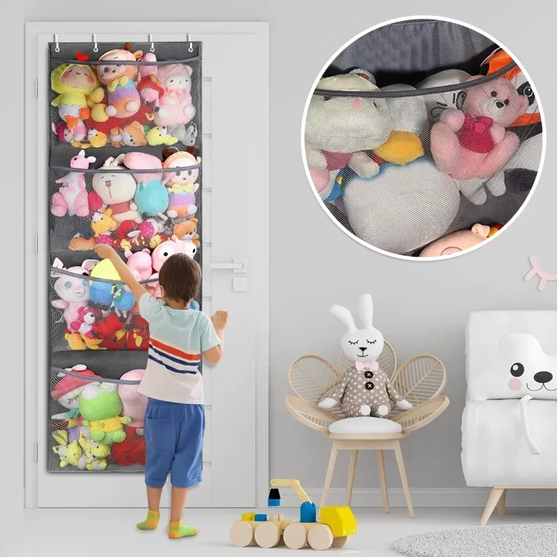 Baby Clothing Types - 新しいぬいぐるみ収納袋ドアの上にぬいぐるみオーガナイザーぶら下げメッシュバッグ 4 大きなポケット赤ちゃんぬいぐるみ子供の収納