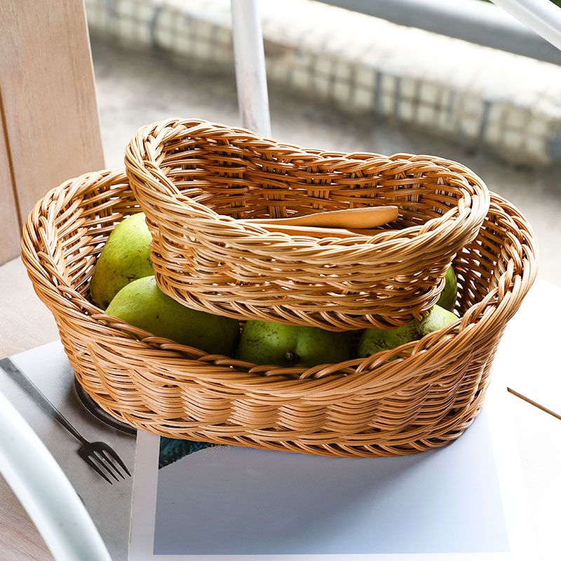 Baby Clothing Basket - 楕円形の籐製収納バスケット,食品,果物,食品を保管するためのキッチンバスケット,朝食用ディスプレイボックス,家の装飾