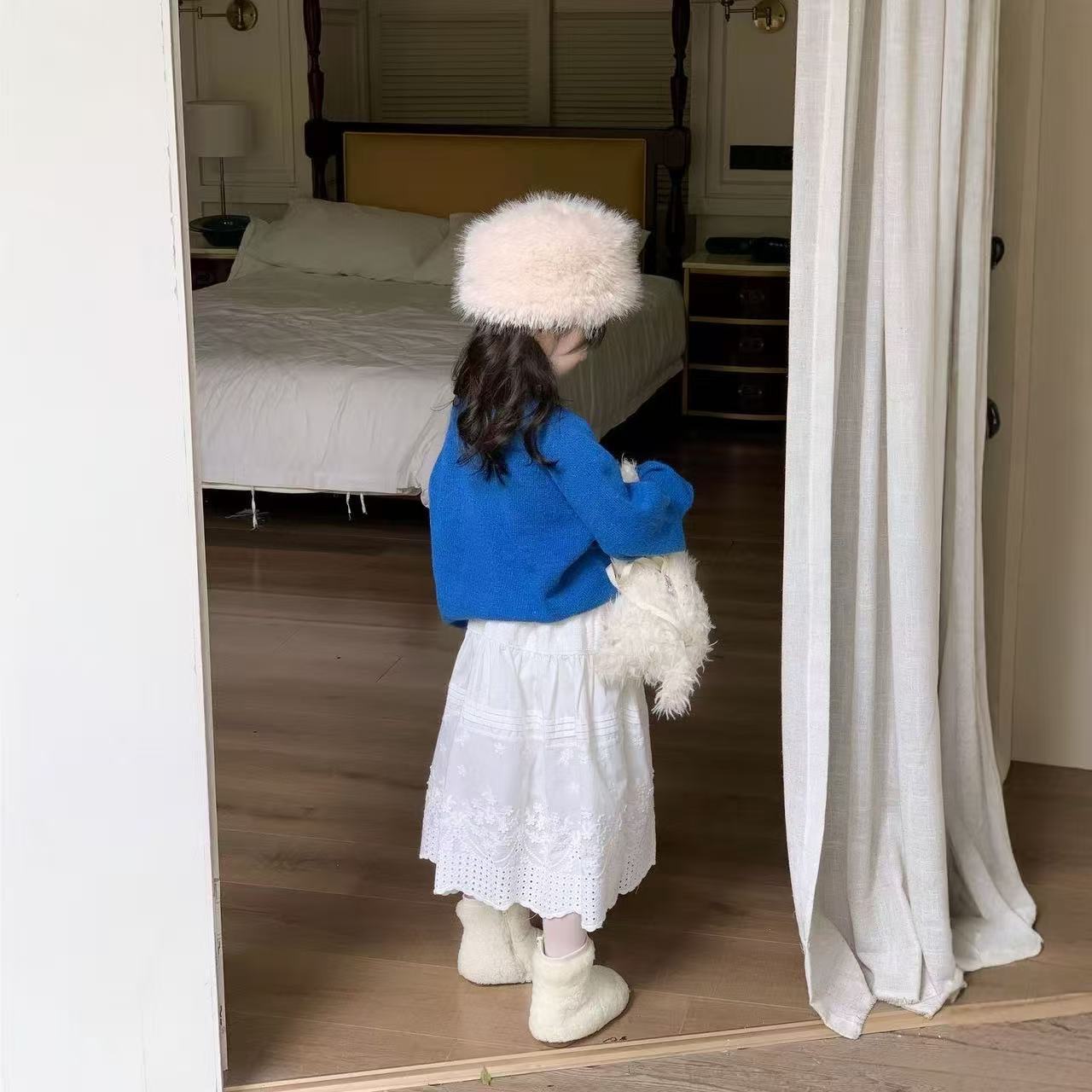 Baby Clothing Jumpers - 春秋の女の赤ちゃんニットセータールーズブループルオーバー幼児キッズカジュアル暖かいジャンパー子供服 90-140 センチメートル