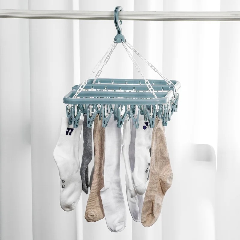 衣類乾燥ハンガー 32個のクリップとドリップ付き折りたたみ式 - Baby Clothing Hanging Rack のレビューと価格