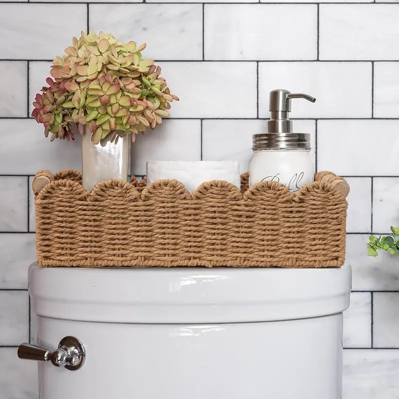 紙製ロープの波型エッジ付きトイレットペーパー収納バスケット、 - Baby Clothing Basket のレビューと価格