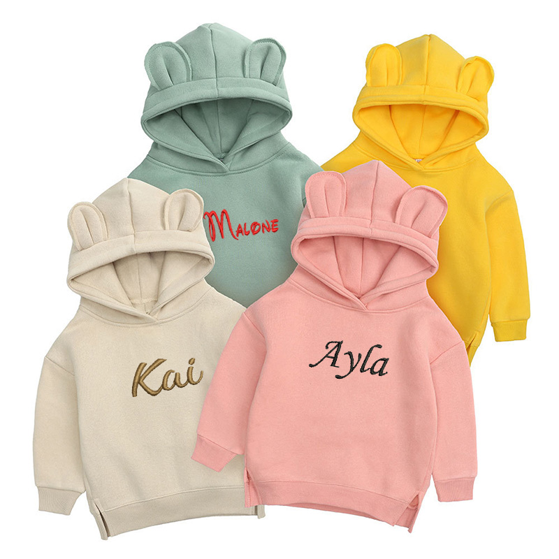 子供のための刺繍されたクマのフーディ,パーソナライズされた名 - Baby Clothing Jumpers のレビューと価格