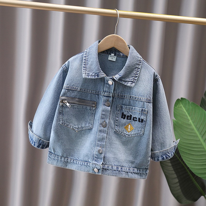 かわいいスタイルベビー子供デニムジャケット恐竜子供のための少 - Baby Clothing Set のレビューと価格