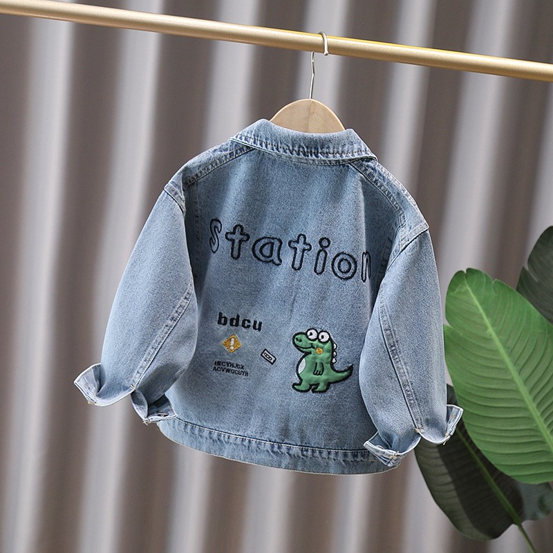 かわいいスタイルベビー子供デニムジャケット恐竜子供のための少 - Baby Clothing Set のレビューと価格