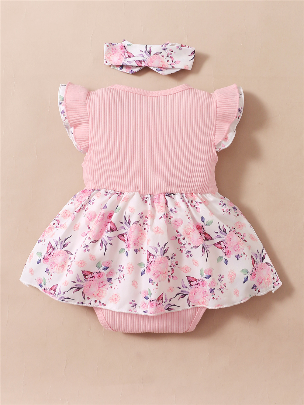 0〜18ヶ月の赤ちゃんのための2ピースの花柄ロンパース,袖付 - Baby Clothing Online のレビューと価格