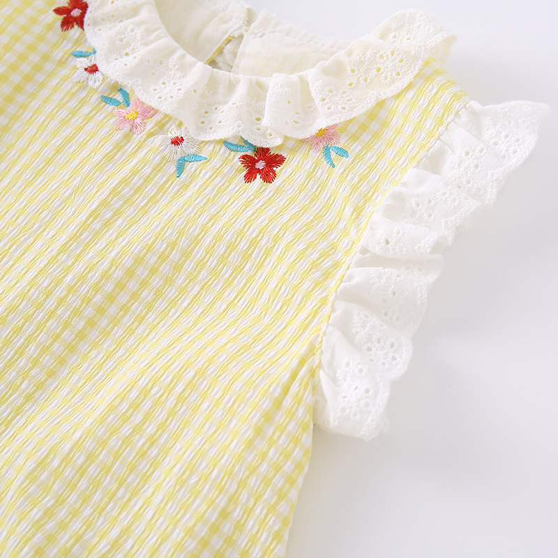2026年夏用ベビーロンパース、キュートなアヒルと花柄刺繍、 - Baby Clothing Online のレビューと価格