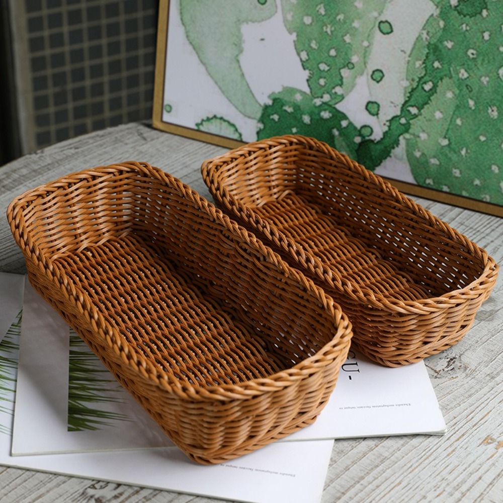 模造籐収納バスケットフェイク籐トレイプラスチックピクニックバ - Baby Clothing Basket のレビューと価格