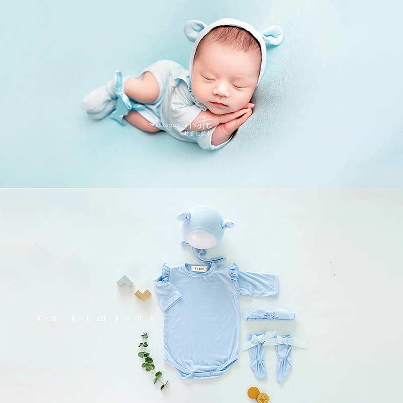 赤ちゃんの写真ニットクマの服かわいい動物ジャンプスーツ帽子  - Baby Clothing Set のレビューと価格