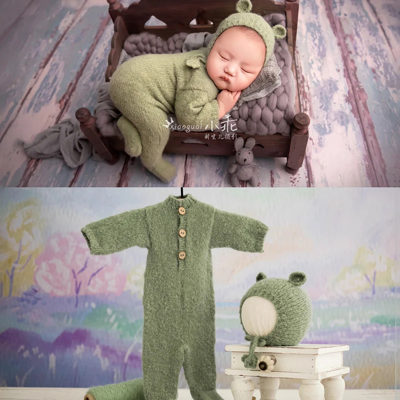 赤ちゃんの写真ニットクマの服かわいい動物ジャンプスーツ帽子  - Baby Clothing Set のレビューと価格